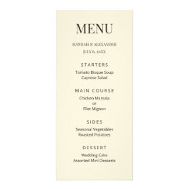 Menú de Boda Minimalista Moderno