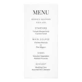 Menú de Boda Minimalista Moderno