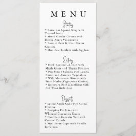 Menú de Boda Minimalista Moderno Blanco