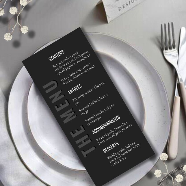 Menú de Boda Minimalista Moderno Negro (Subido por el creador)