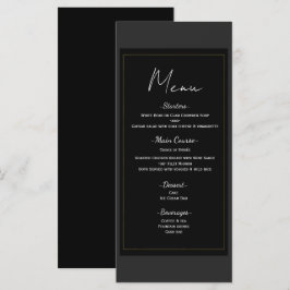 Menú de Boda Minimalista Moderno Negro Gris Dorado