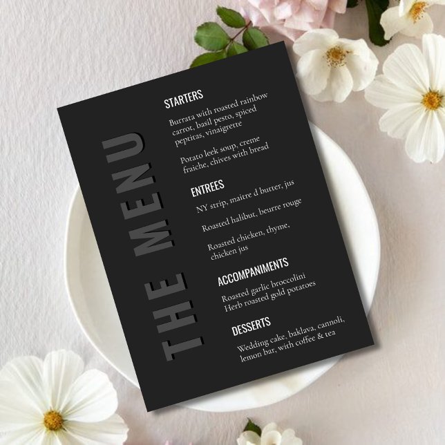 Menú de Boda Minimalista Moderno Oscuro (Subido por el creador)