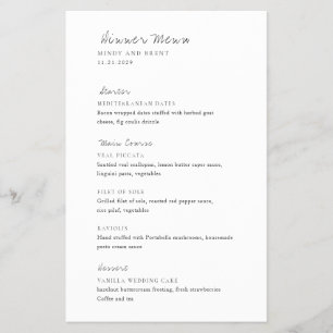 Menú de Boda Minimalista Moderno y Económico