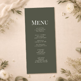 Menú de Boda Minimalista Monograma Oliva Oscuro