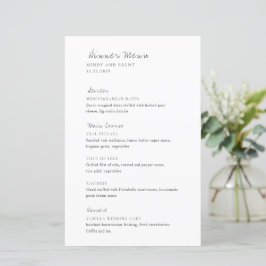 Menú de Boda Minimalista Negro y Blanco Moderno