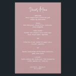 Menú de Boda Minimalista Rosa Moderno<br><div class="desc">Menú de boda rosa moderno con un diseño simple con el encabezado en una tipografía de letra cursiva elegante y su menú en una fuente sans serif minimalista. Este menú de boda chic funciona bien con cualquier estilo de boda.</div>