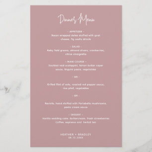 Menú de Boda Minimalista Rosa Moderno