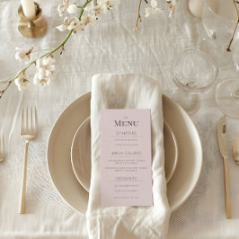 Menú de Boda Minimalista Rosa Opaco