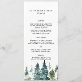 Menú de Boda Minimalista Rústico con Pinos Acuarel
