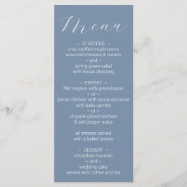 Menú de Boda Minimalista Sencillo en Azul Polvorie
