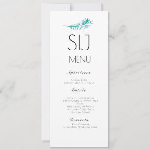 Menú de Boda Minimalista Simple Hoja de Palma
