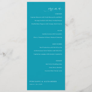Menú de Boda Minimalista Teal Sofisticado