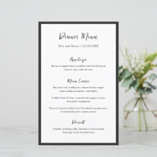 Menú de Boda Minimalista Tipografía Moderna