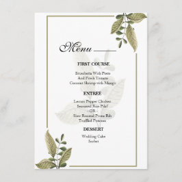 Menú de Boda Minimalista y Elegante con Vegetación