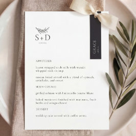 Menú de Boda Modernas Monogramas en Blanco y Negro