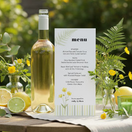 Menú de Boda Moderno con Franja de Flores Silvestr