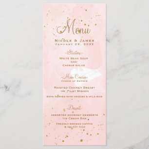 Menú de Boda Moderno con Salpicaduras de Rosa y Do