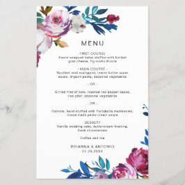 Menú de Boda Moderno Floral Brillante y Económico