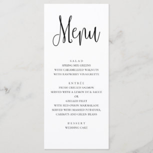 Menú de boda moderno. Menú de cena en blanco y neg