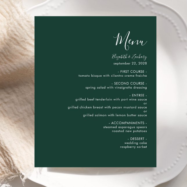 Menú de Boda Moderno Presupuesto Esmeralda Verde (Subido por el creador)