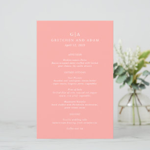 Menú de boda moderno rosa coral elegante