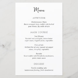 Menú de boda moderno simple negro y blanco elegant