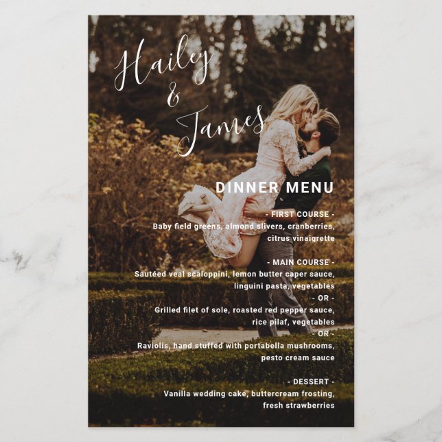 Menú de Boda Moderno y Elegante (Anverso)