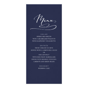 Menú de boda naval para la cena. Azul simple y mod