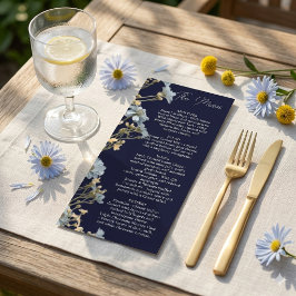 Menú de boda NavyFloral, Menú minimalista, Menú el