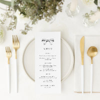 Menú de Boda negro de barrido de mano de vintage