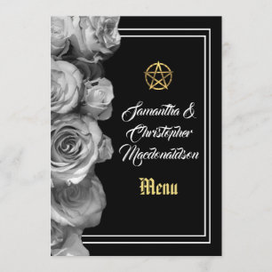Menú de boda negro de Wiccan pentacle