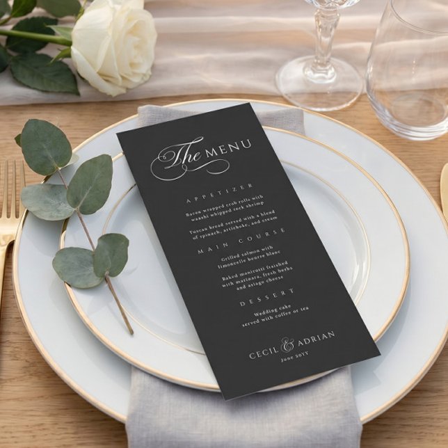 Menú de Boda Negro Elegante Caligráfico (Subido por el creador)