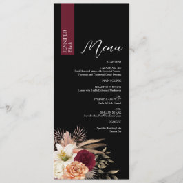 Menú de Boda Negro Malhumorado con Nombre del Invi