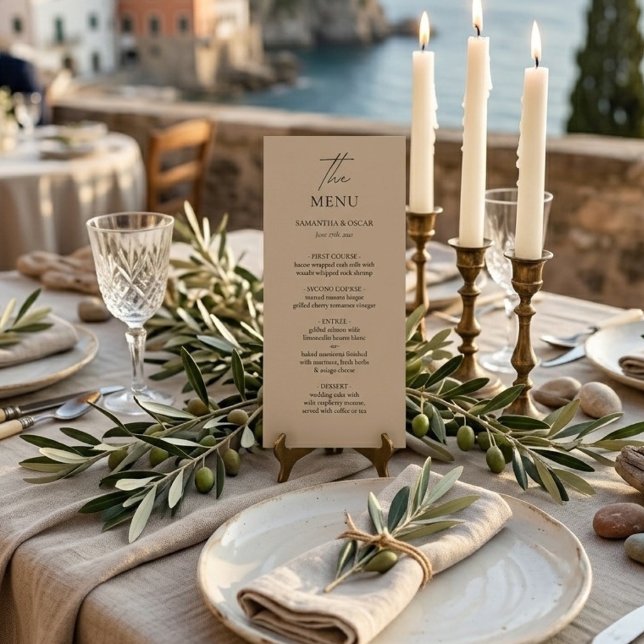Menú de Boda Neutral Elegante | Mínimalista Beige (Subido por el creador)
