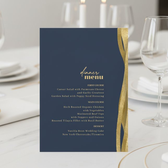 Menú de Boda Olas Esculturales Navy Gold ID1312 (Subido por el creador)