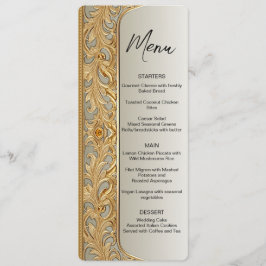 Menú de Boda Ornamentado en Oro Moderno