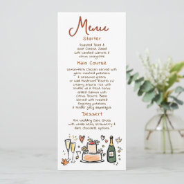 Menú de boda otoñal caprichoso y funky escrito a m