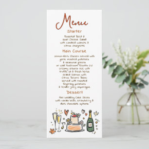 Menú de boda otoñal caprichoso y funky escrito a m