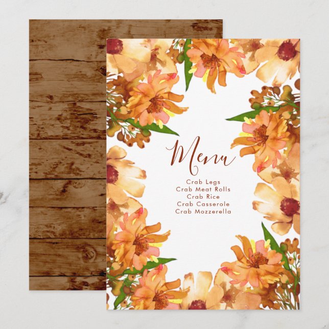 Menú de Boda Otoño Rústico Enamórate (Anverso / Reverso)
