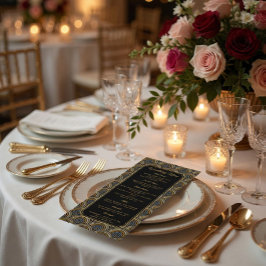 Menú de boda personalizado con estilo Art Déco bor