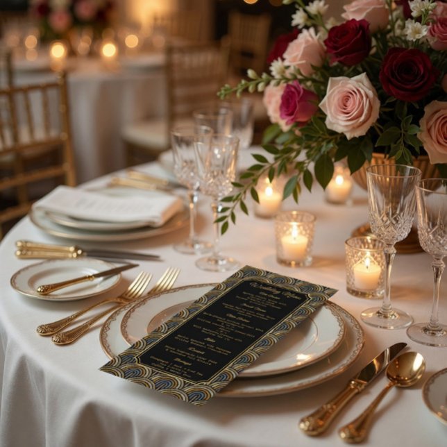 Menú de boda personalizado con estilo Art Déco bor (Subido por el creador)