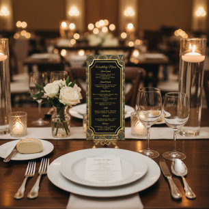 Menú de boda personalizado con estilo Art Déco bor