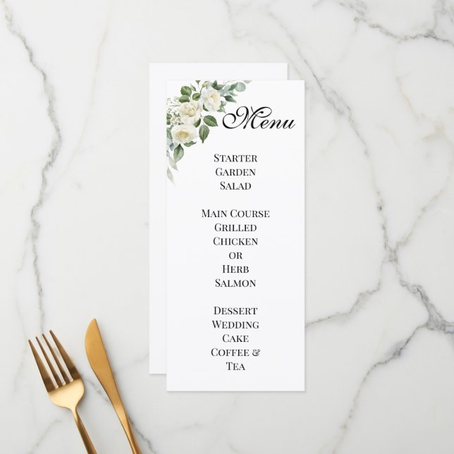 Menú de Boda Personalizado Flor de Marfil (Anverso/Reverso In Situ)