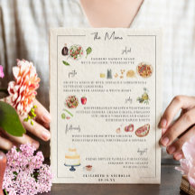 Menú de Boda Personalizado Ilustrado