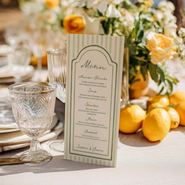 Menú de boda plano con rayas verdes (Subido por el creador)