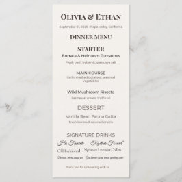 Menú de Boda Plano | Tarjeta de Recepción Personal