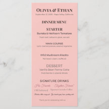 Menú de Boda Plano | Tarjeta de Recepción Personal