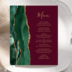 Menú de Boda Presupuesto Esmeralda Verde Oro Burgu