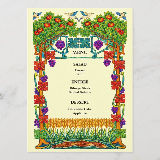 Menú de Boda Retro Art Nouveau (Anverso)