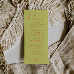 Menú de Boda Retro Verde Naranja Escrito a Mano